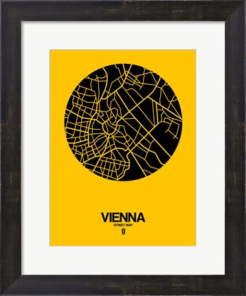 Framed Vienna Street Map Yellow Print