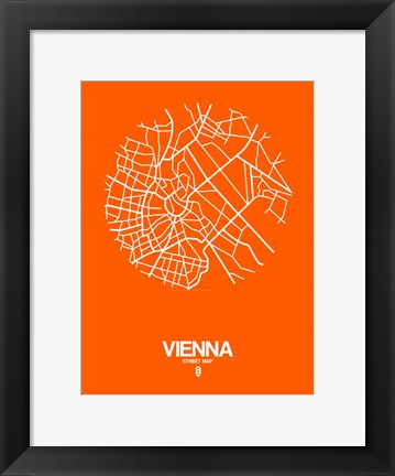 Framed Vienna Street Map Orange Print