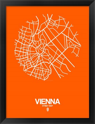 Framed Vienna Street Map Orange Print