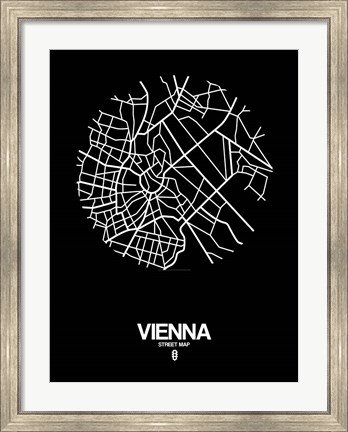 Framed Vienna Street Map Black Print