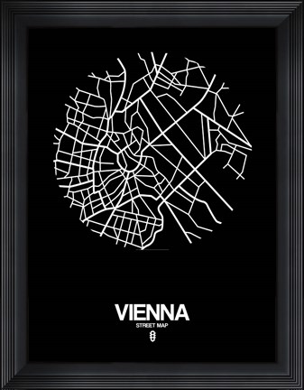 Framed Vienna Street Map Black Print