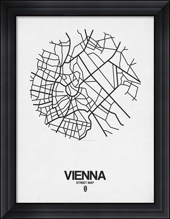 Framed Vienna Street Map White Print