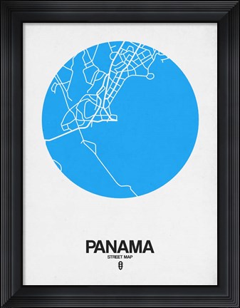 Framed Panama Street Map Blue Print