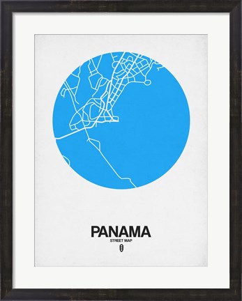 Framed Panama Street Map Blue Print