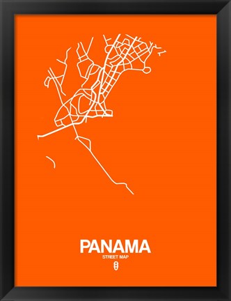 Framed Panama Street Map Orange Print