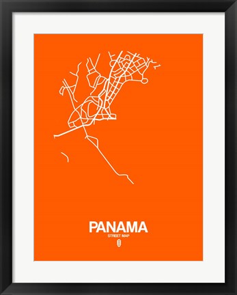 Framed Panama Street Map Orange Print