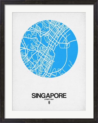 Framed Singapore Street Map Blue Print