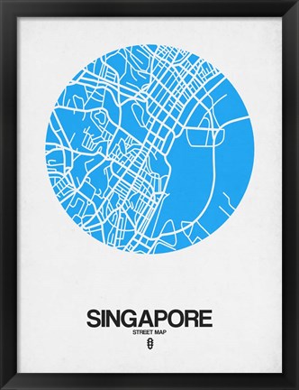 Framed Singapore Street Map Blue Print