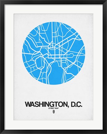 Framed Washington DC Street Map Blue Print