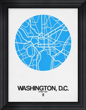 Framed Washington DC Street Map Blue Print