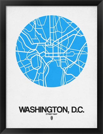Framed Washington DC Street Map Blue Print