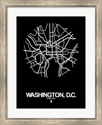 Framed Washington DC  Street Map Black Print