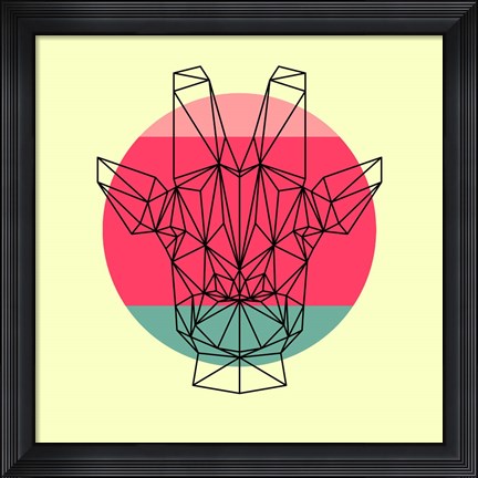 Framed Giraffe and Sunset Print