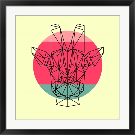 Framed Giraffe and Sunset Print