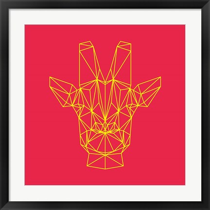 Framed Giraffe on Red Print