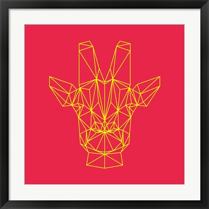 Framed Giraffe on Red Print