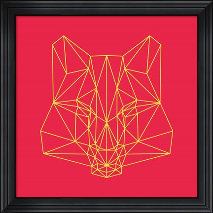 Framed Fox on Red Print