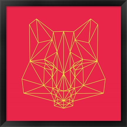 Framed Fox on Red Print