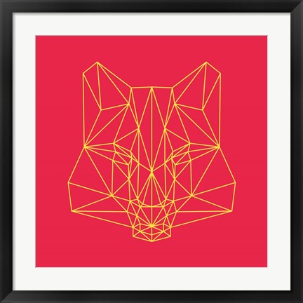 Framed Fox on Red Print