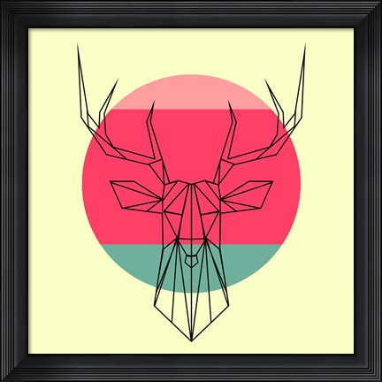Framed Deer and Sunset Print