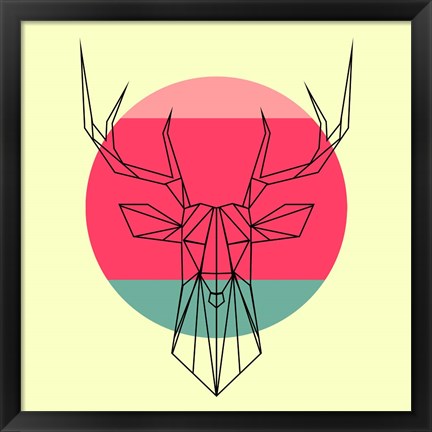 Framed Deer and Sunset Print