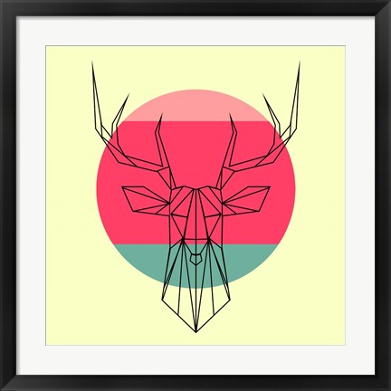 Framed Deer and Sunset Print
