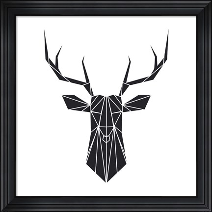 Framed Black Polygon Deer Print