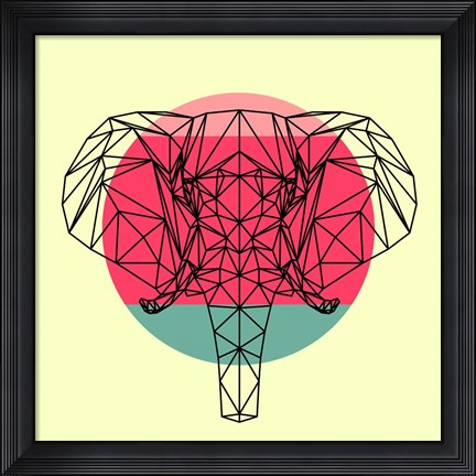 Framed Elephant and Sunset Print
