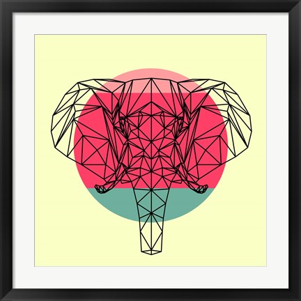Framed Elephant and Sunset Print