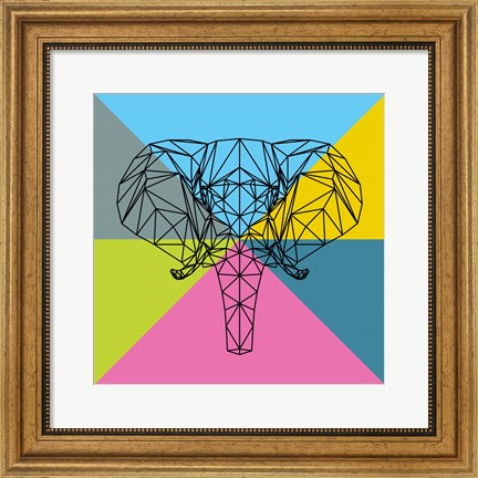 Framed Party Elephant Polygon 2 Print