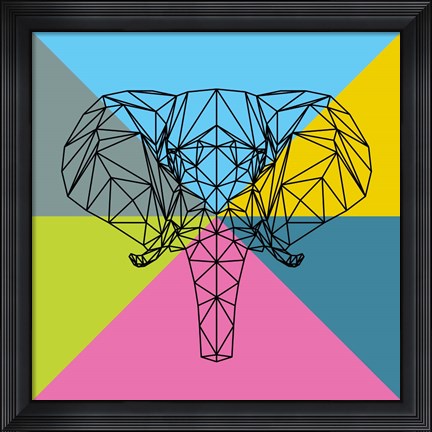 Framed Party Elephant Polygon 2 Print