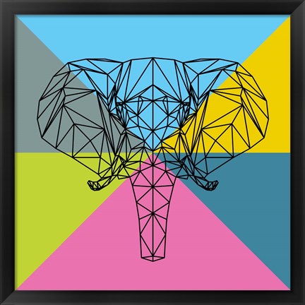 Framed Party Elephant Polygon 2 Print