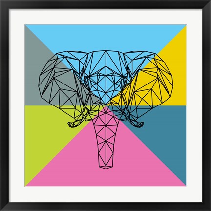 Framed Party Elephant Polygon 2 Print