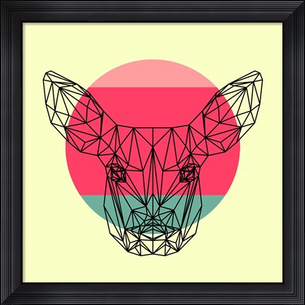 Framed Baby Deer and Sunset Print