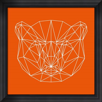 Framed Orange Bear Polygon Print