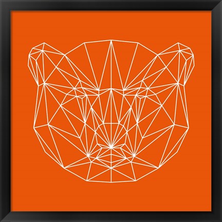 Framed Orange Bear Polygon Print