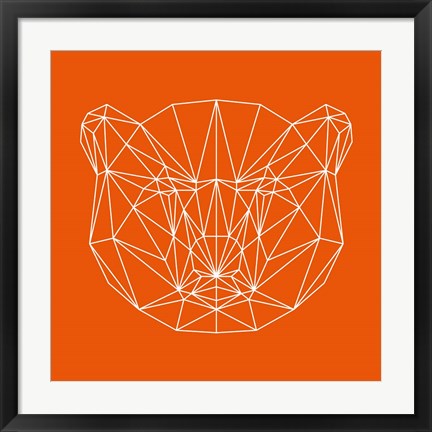 Framed Orange Bear Polygon Print