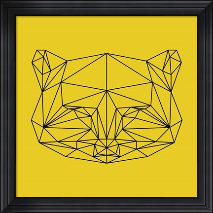 Framed Yellow Raccoon Polygon Print