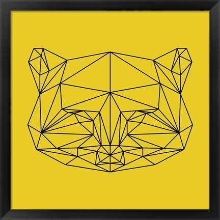 Framed Yellow Raccoon Polygon Print