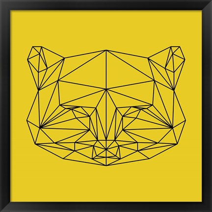 Framed Yellow Raccoon Polygon Print