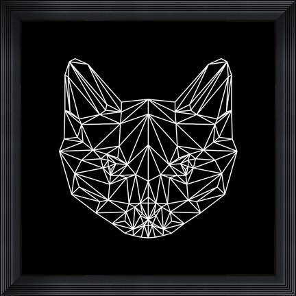 Framed Black Cat Polygon Print