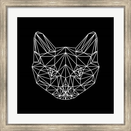 Framed Black Cat Polygon Print