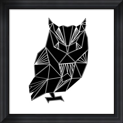 Framed Black Owl Polygon Print