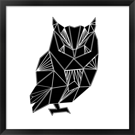 Framed Black Owl Polygon Print