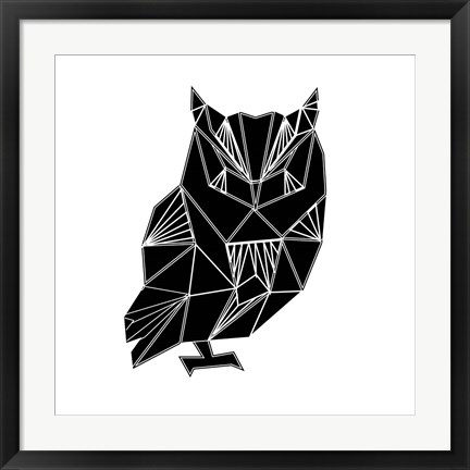 Framed Black Owl Polygon Print