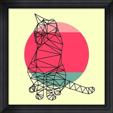 Framed Smart Cat and Sunset Print