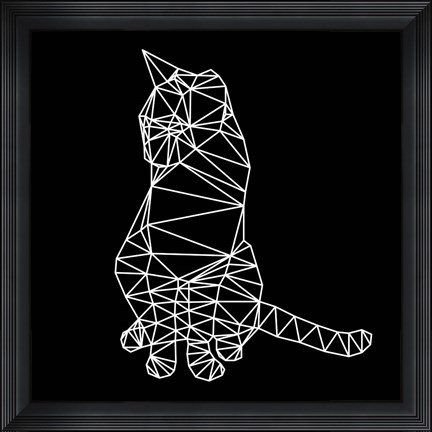 Framed Smart Cat Polygon Print