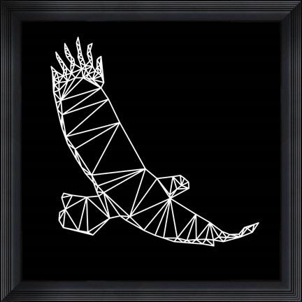 Framed Black Eagle Polygon Print