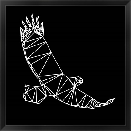 Framed Black Eagle Polygon Print