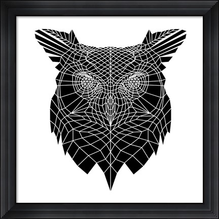 Framed Black Owl Head Mesh Print